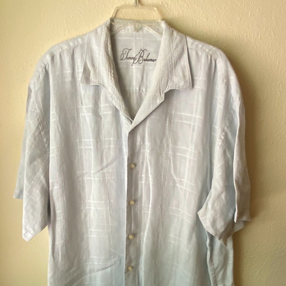 Tommy Bahama 100% Linen Men's Soft Blue Shirt Top size XXL But…